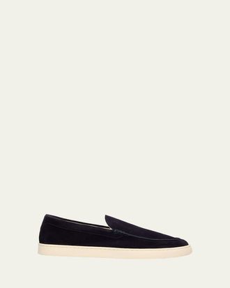 Brunello Cucinelli Mens Hybrid Venetian Suede Slip-Ons