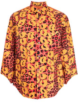 Comme Des Garçons x Filip Pagowski print cut-out cuff shirt - Red