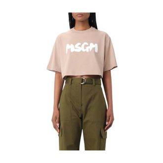 Msgm Mujer, Camisetas, Beige, Talla: L