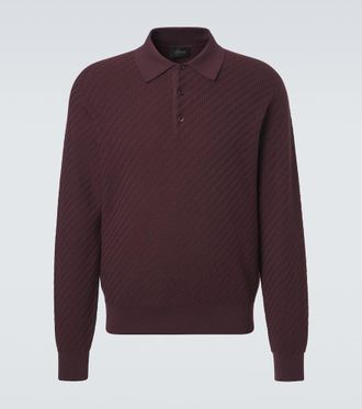 Brioni Cotton, silk and cashmere polo sweater