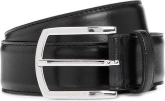 BOSS Italian-leather belt with branded buckle and full lining