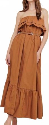 Flying Tomato Strapless Milk And Honey Woven Midi Dress In Brown