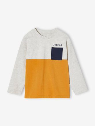 Vertbaudet Tee-shirt gar&ccedil;on colorblock ocre