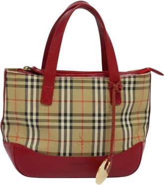 Burberry Pre-owned Handbags, female, Beige, Size: ONE SIZE Pre-owned Nova Check Canvas Leather Trimmed Tote Bag