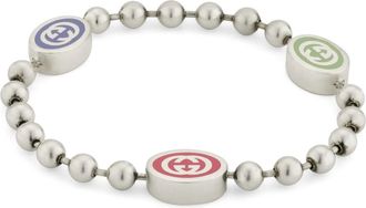 Gucci Bracelets, female, Gray, ONE SIZE, Bracelet in sterling silver and colored enamel with Interlocking G details