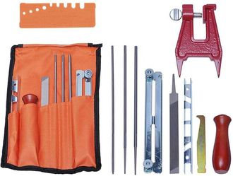 OEM Kit De Afilado Universal Para Motosierras, Juego De Limas Para Motosierra Con Limas, Mangos De Madera, Calibre De Profundidad, Gu&iacute;a De Pulido, Bolsa D