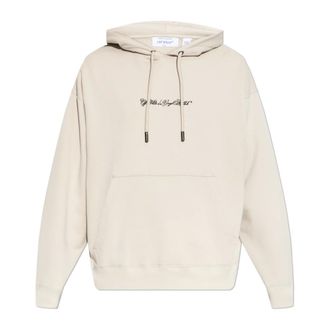 Off-white Hoodies, male, Beige, Size: 2XL Sweatshirt with Embroidered Logo