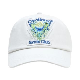 Casablanca Flaming Tennis Ball Cap - unisex - Petten - Wit - ONE Size - Katoen - Accessoires