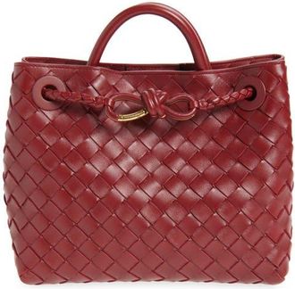 Bottega Veneta Small Andiamo Intrecciato Lambskin Leather Top Handle Bag in 6551 Lava Red-M B at Nordstrom