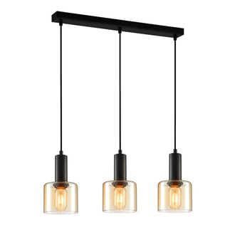 Netlighting Santia Modern 3 Light Bar Pendant Ceiling Light E27 in Black