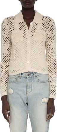 Zadig&Voltaire Voltyz Open Stitch Button Front Shirt in Ecru at Nordstrom, Size X-Small