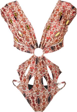 Amir Slama floral-print cut-out swimsuit - women - Polyimide/Elastane - PP - Red