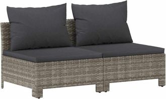 vidaXL Sof&aacute; De Jard&iacute;n De 2 Plazas Con Cojines Rat&aacute;n Sint&eacute;tico Gris Vidaxl