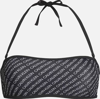 Calvin Klein Womens Bandeau Swim Top, Core Diagonal Logo - Black - Size: XL