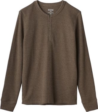 Rhone Mens Waffle Henley Top In Chestnut Heather