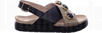 INUIKII Raffia Stone Stijlvolle Zomer Sandalen - Dames - Sandalen - Veelkleurig - 37 EU - Schoenen