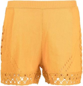 Alberta Ferretti open-knit shorts - women - Cotton - 40 - Orange