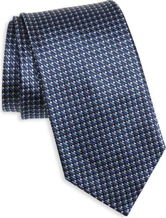 Ermenegildo Zegna Geometric Silk Jacquard Tie in Blue at Nordstrom