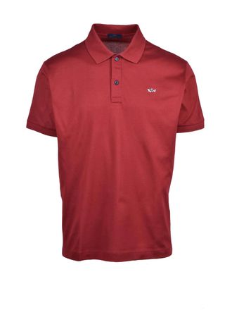 Paul & Shark Red Cotton Embroidered Polo Shirt