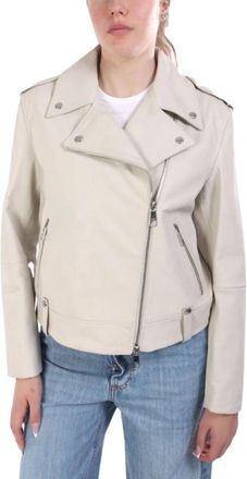 HUGO BOSS C Sandy Jacket - Dames - Leren en Su&egrave;de Jassen - Beige - S - Leer - Jassen