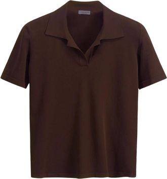 Roberto Collina Polo Shirts, female, Brown, Size: M Knit SS Polo