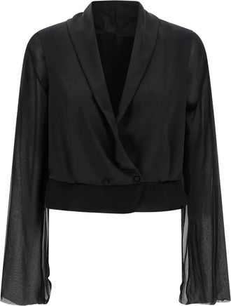 Alberta Ferretti Blusa con scollo a V - Nero