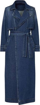Liu Jo Gabardina Larga de Mezclilla con Cintur&oacute;n de Lazo - Coats - Mujer - Azul - XS