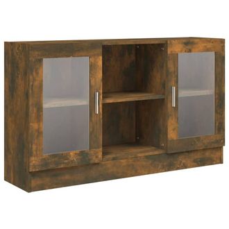 Berkfield Home Vitrine Cabinet Smoked Oak 120x30.5x70 cm Engineered Wood in Brown