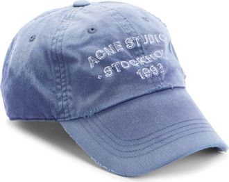 Acne Studios Cuddy Logo Stamp Sunkissed Cotton Twill Baseball Cap in Navy at Nordstrom