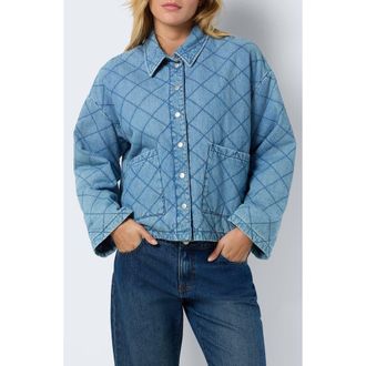 Noisy May Clara Quilted Denim Jacket in Light Blue Denim at Nordstrom Rack, Size Large