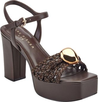 Marc Fisher Cabell Ankle Strap Platform Sandal in Dark Brown at Nordstrom, Size 6.5