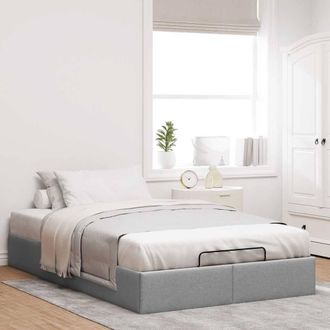 Berkfield Home Ottoman Bed Frame without Mattress Light Grey Double Fabric