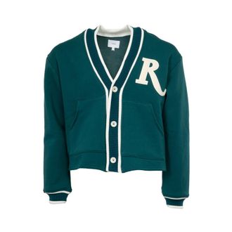 Rhude MenS Teal Cream Terry Cardigan Sweater, Size XL