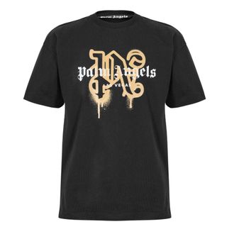 Palm Angels Unisex Las Vegas Spray T-shirt voor volwassenen (Zwart/Goud)