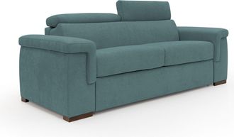 Divani.Store Giunone Sof&aacute; Cama Convertible Con Colch&oacute;n De 18 Cm Y Reposacabezas Reclinables En Tejido Impermeable 240 Cm (mat. 160x197 Cm) Azul Petr&oacute;leo