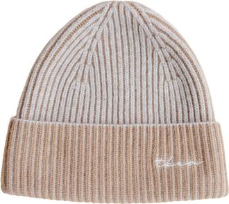 TBCo Cashmere & Merino Ribbed Two-Tone Beanie in Oatmeal Two-Tone at Nordstrom