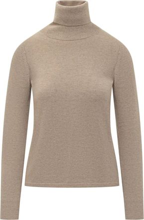 Max Mara Educata Turtleneck - Dames - Coltruien - Beige - XL - Wol - Truien & Vesten