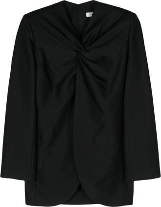 Gia Studios knot-detail twill blouse - women - Silk/Wool - 40 - Black