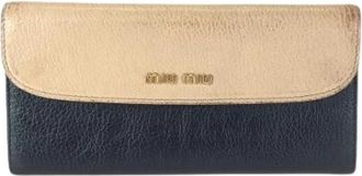 Miu Miu Pre-owned Leren Portemonnee - Dames - Vintage Accessoires - Beige - ONE Size - Leer - Vintage