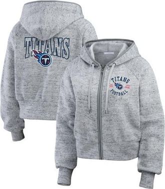WEAR by Erin Andrews Womens WEAR by Erin Andrews Heather Gray Tennessee Titans Speckled Fleece Cropped Full-Zip Hoodie at Nordstrom, Size Xx-Large