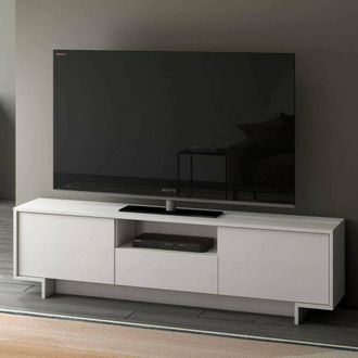 Dmora Dmora - Mueble Tv Andromeda, Mueble Tv Para Sal&oacute;n, Aparador Bajo De Sal&oacute;n Con 2 Puertas Y 1 Caj&oacute;n, 100% Made In Italy, 170x42h48 Cm, Blanco, Con Embal