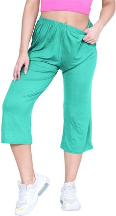 Women's Wide Leg Culottes Palazzo Pants – 3/4 Length, Plus Size, High Waist, Elasticated (Multicolor)