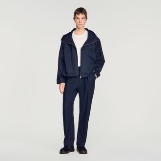 Sandro Hooded zip-up cotton jacket