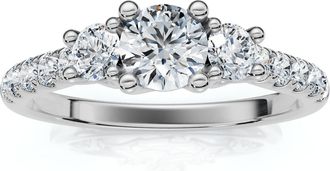 Pompeii3 3/4ct Elira Three Stone Diamond Ring 10K Gold Lab Grown