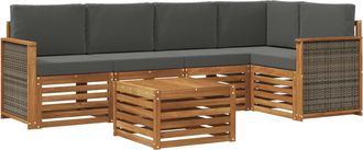 vidaXL Conjunto De Sof&aacute;s De Exterior 5 Uds. Natural Y Antracita Vidaxl