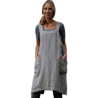 Generic Pinafore Dresses for Women UK Ladies Pinafore Apron Dungaree Dress with 2 Pockets Sleeveless Elegant Garden Cotton Work Mini Dress 2025 (Grey, XXXXXL)