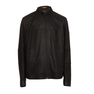 HUGO BOSS Mens Boss Josep1 Leather Biker Jacket in Black