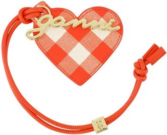 Ganni Womens Bou Heart Keyring Leather Red Calfskin Accessories Keychains