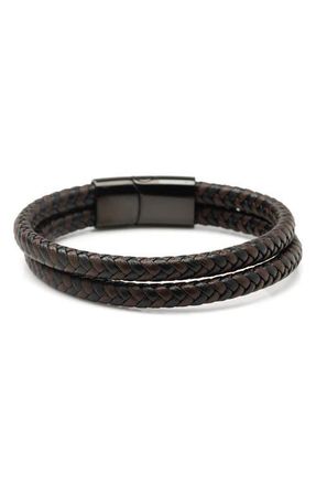 Cufflinks Inc. Layered Braided Leather Bracelet in Brown at Nordstrom