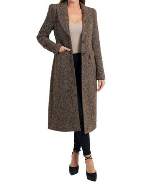 Love Token Elinor Long Coat In Brown